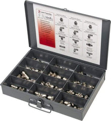 Value Collection - 60 Piece, Push to Connect Fitting Kit - Mixed Universal Threads, 8mm Tube - Americas Industrial Supply
