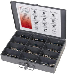 Value Collection - 60 Piece, Push to Connect Fitting Kit - Mixed Universal Threads, 1/4" Tube - Americas Industrial Supply