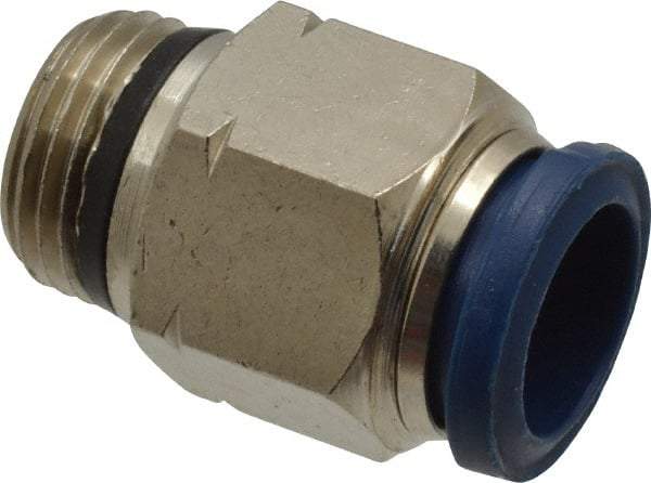 Value Collection - 1/2" Outside Diam, 3/8 Universal, Nickel Plated Brass Push-to-Connect Tube Male Connector - 250 Max psi, Tube to Universal Thread Connection, Buna O-Ring - Americas Industrial Supply