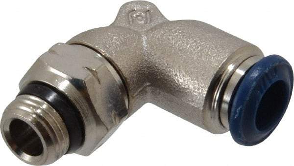 Value Collection - 1/4" Outside Diam, 1/8 Universal, Nickel Plated Brass Push-to-Connect Tube Male Swivel Elbow - 250 Max psi, Tube to Universal Thread Connection, Buna O-Ring - Americas Industrial Supply