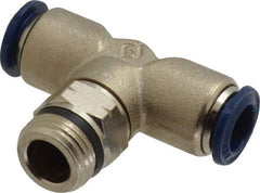 Value Collection - 3/8" Outside Diam, 3/8 Universal, Nickel Plated Brass Push-to-Connect Tube Male Swivel Branch Tee - 250 Max psi, Tube to Universal Thread Connection, Buna O-Ring - Americas Industrial Supply
