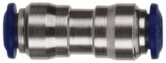 Value Collection - 3/8 x 1/2" Outside Diam, Nickel Plated Brass Push-to-Connect Tube Union - 250 Max psi, Tube to Tube Connection, Buna O-Ring - Americas Industrial Supply