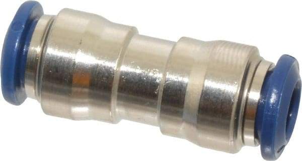 Value Collection - 1/4" Outside Diam, Nickel Plated Brass Push-to-Connect Tube Union - 250 Max psi, Tube to Tube Connection, Buna O-Ring - Americas Industrial Supply