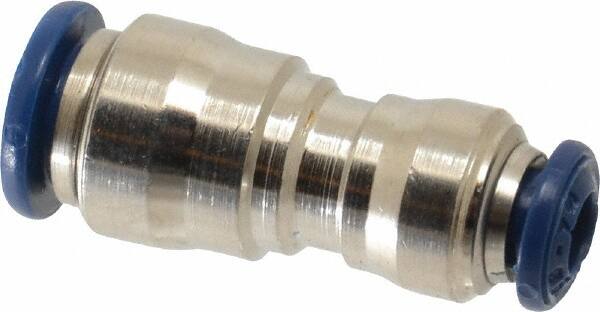 Value Collection - 1/4 x 5/32" Outside Diam, Nickel Plated Brass Push-to-Connect Tube Union - 250 Max psi, Tube to Tube Connection, Buna O-Ring - Americas Industrial Supply
