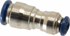 Value Collection - 1/4 x 5/32" Outside Diam, Nickel Plated Brass Push-to-Connect Tube Union - 250 Max psi, Tube to Tube Connection, Buna O-Ring - Americas Industrial Supply