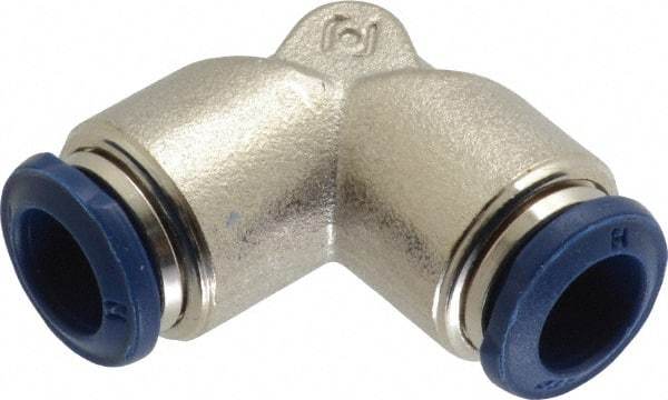 Value Collection - 3/8" Outside Diam, Nickel Plated Brass Push-to-Connect Tube Union Elbow - 250 Max psi, Tube to Tube Connection, Buna O-Ring - Americas Industrial Supply