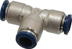 Value Collection - 3/8" Outside Diam, Nickel Plated Brass Push-to-Connect Tube Union Tee - 250 Max psi, Tube to Tube Connection, Buna O-Ring - Americas Industrial Supply