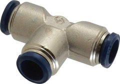 Value Collection - 1/2" Outside Diam, Nickel Plated Brass Push-to-Connect Tube Union Tee - 250 Max psi, Tube to Tube Connection, Buna O-Ring - Americas Industrial Supply