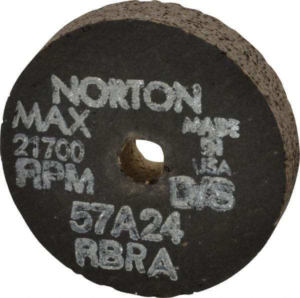 Norton - 2-1/2" Diam x 3/8" Hole x 1/2" Thick, R Hardness, 24 Grit Surface Grinding Wheel - Aluminum Oxide, Type 1, Very Coarse Grade, 21,700 Max RPM, No Recess - Americas Industrial Supply