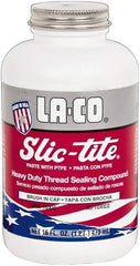 LA-CO - 1 Pt Brush Top Can White Thread Sealant - Paste with PTFE, 500°F Max Working Temp, For Metal, PVC, CPVC & ABS Plastic Pipe Threads - Americas Industrial Supply