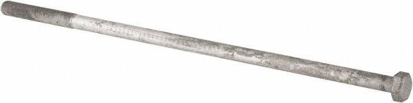 Value Collection - 1-8 Thread, 28" Length Under Head, Steel Hex Head Bolt - Hot Dipped Galvanized Coated, UNC Thread, ASTM A307, Grade 2 - Americas Industrial Supply