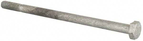 Value Collection - 1/4-20 Thread, 4-1/2" Length Under Head, Steel Hex Head Bolt - Hot Dipped Galvanized Coated, UNC Thread, ASTM A307, Grade 2 - Americas Industrial Supply