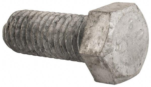 Value Collection - 1/2-13 Thread, 1-1/4" Length Under Head, Steel Hex Head Bolt - Hot Dipped Galvanized Coated, UNC Thread, ASTM A307, Grade 2 - Americas Industrial Supply