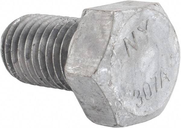 Value Collection - 3/4-10 Thread, 1-1/4" Length Under Head, Steel Hex Head Bolt - Hot Dipped Galvanized Coated, UNC Thread, ASTM A307, Grade 2 - Americas Industrial Supply