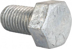 Value Collection - 7/8-9 Thread, 1-1/2" Length Under Head, Steel Hex Head Bolt - Hot Dipped Galvanized Coated, UNC Thread, ASTM A307, Grade 2 - Americas Industrial Supply