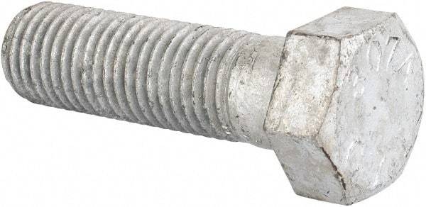 Value Collection - 7/8-9 Thread, 3" Length Under Head, Steel Hex Head Bolt - Hot Dipped Galvanized Coated, UNC Thread, ASTM A307, Grade 2 - Americas Industrial Supply