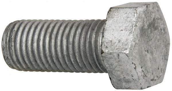 Value Collection - 1-8 Thread, 2-1/4" Length Under Head, Steel Hex Head Bolt - Hot Dipped Galvanized Coated, UNC Thread, ASTM A307, Grade 2 - Americas Industrial Supply