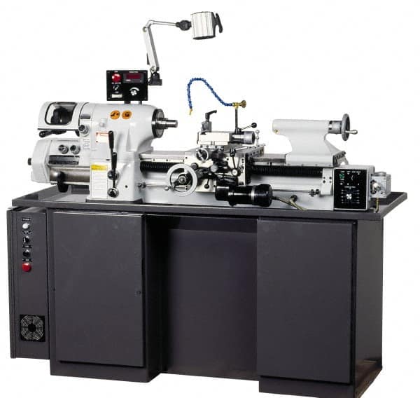 Vectrax - 11" Swing, 18" Between Centers, 220 Volt, Triple Phase Toolroom Lathe - 3 hp, 4,000 Max RPM, 1-1/4" Bore Diam, 762mm Deep x 1,701.8mm High x 1,854.2mm Long - Americas Industrial Supply