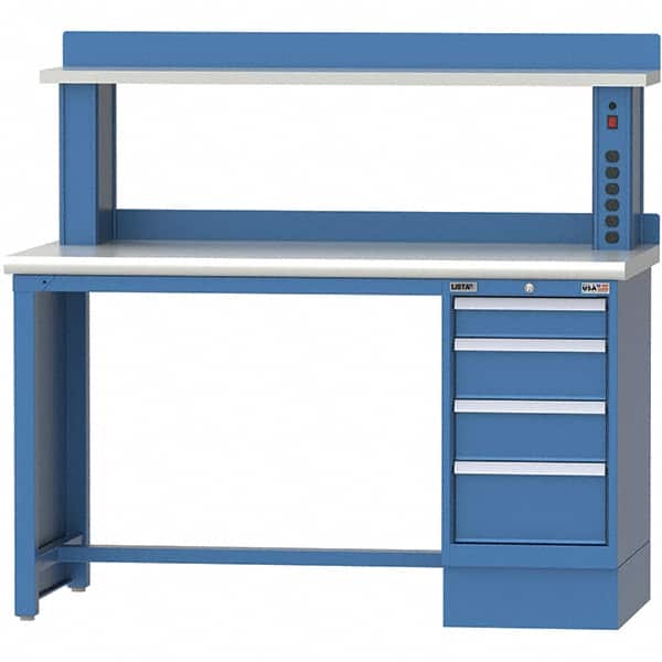 LISTA - 72 Wide x 30" Deep x 51-1/4" High, Plastic Laminate Workstation - Fixed Legs, Classic Blue - Americas Industrial Supply