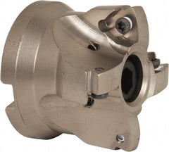 Seco - 4 Inserts, 1.34" Cutter Diam, 0.08" Max Depth of Cut, Indexable High-Feed Face Mill - 3/4" Arbor Hole Diam, 0.32" Keyway Width, 1.6" High, R220.21 Toolholder, 218.19-160.. Inserts, Series R220.21 - Americas Industrial Supply