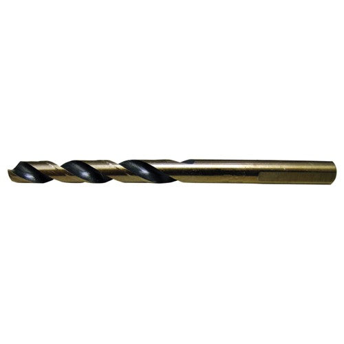 1/2 RHS / RHC HSS 135 Degree Split Point Heavy Duty Mechanics Length Drill - Black & Gold - Exact Industrial Supply