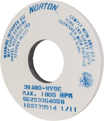 Norton - 14" Diam x 5" Hole x 1" Thick, K Hardness, 80 Grit Surface Grinding Wheel - Aluminum Oxide, Type 1, Medium Grade, 1,800 Max RPM, Vitrified Bond, No Recess - Americas Industrial Supply