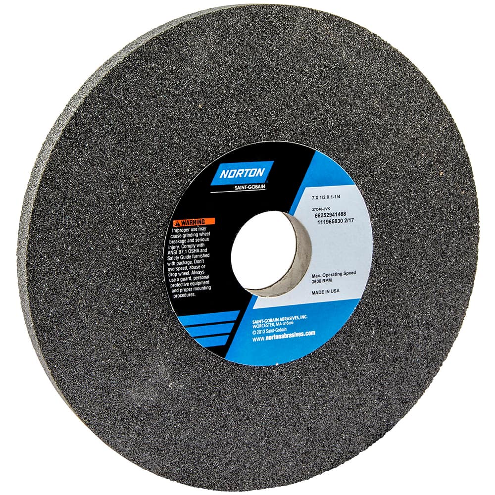 Norton - 7" Diam x 1-1/4" Hole x 1/2" Thick, J Hardness, 46 Grit Surface Grinding Wheel - Americas Industrial Supply