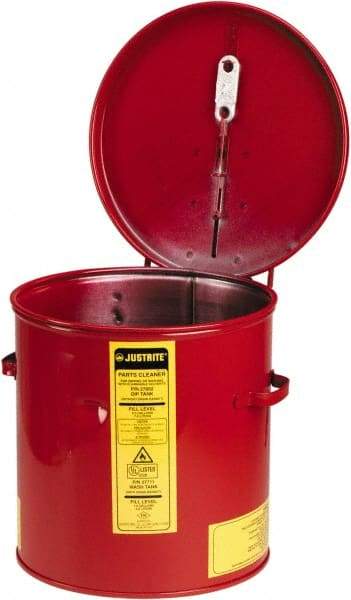 Justrite - 2 Gallon Capacity, 24-Gauge Coated Steel Body, Red Dip Tank - 10 Inch High x 9-3/8 Inch Diameter - Americas Industrial Supply