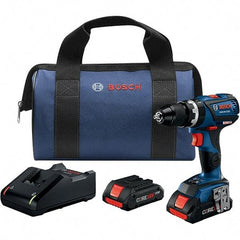 Bosch - 18 Volt 1/2" Keyless Chuck Cordless Hammer Drill - 0 to 28,500 BPM, 0 to 600 & 0 to 1,900 RPM, Reversible - Americas Industrial Supply