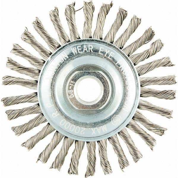 Norton - 4" OD, 5/8-11 Arbor Hole, Standard Twist Knot Stainless Steel Wheel Brush - Americas Industrial Supply