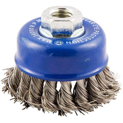 Norton - 2-3/4" Diam 5/8-11 Threaded Arbor Stainless Steel Fill Cup Brush - Americas Industrial Supply