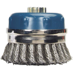 Norton - 4" Diam 5/8-11 Threaded Arbor Stainless Steel Fill Cup Brush - Americas Industrial Supply