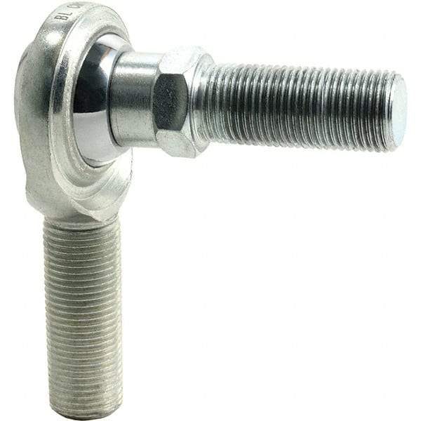 Tritan - 3/8" ID, 5,100 Lb Max Static Cap, Male Spherical Rod End - 3/8-24 RH, 1/2" Shank Diam, 1-1/4" Shank Length, Zinc Plated Carbon Steel with Low Carbon Steel Raceway - Americas Industrial Supply