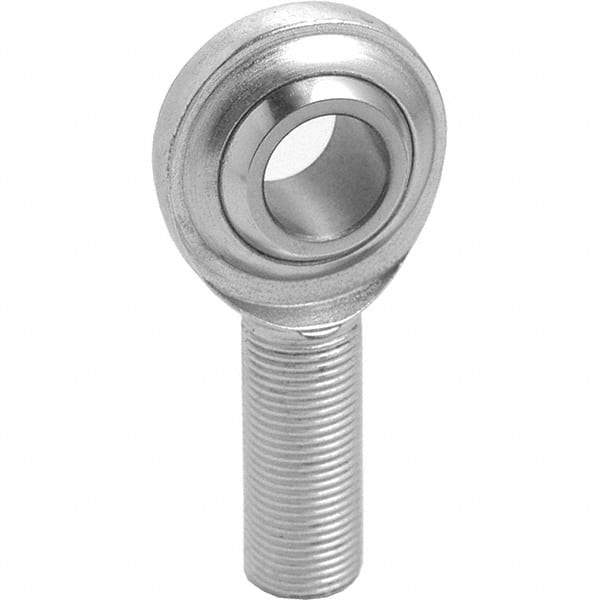 Tritan - 3/8" ID, 5,100 Lb Max Static Cap, Male Spherical Rod End - 3/8-24 RH, 1/2" Shank Diam, 1-1/4" Shank Length, Zinc Plated Carbon Steel with Low Carbon Steel Raceway - Americas Industrial Supply