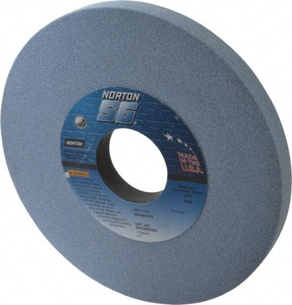 Norton - 12" Diam x 3" Hole x 1" Thick, K Hardness, 46 Grit Surface Grinding Wheel - Ceramic, Type 1, Coarse Grade, 2,070 Max RPM, Vitrified Bond, No Recess - Americas Industrial Supply