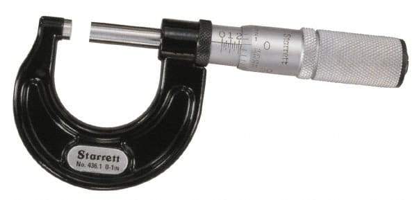 Starrett - 50 to 75mm Range, 0.001mm Graduation, Mechanical Outside Micrometer - Ratchet Stop Thimble, Accurate to 0.002mm - Americas Industrial Supply