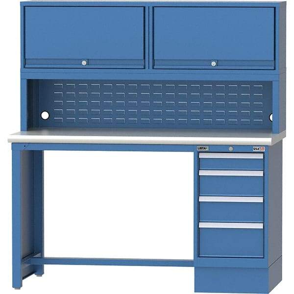 LISTA - 72 Wide x 30" Deep x 51-1/4" High, Plastic Laminate Workstation - Fixed Legs, Classic Blue - Americas Industrial Supply