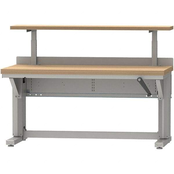 LISTA - 60 Wide x 30" Deep x 58" High, Butcher Block Manual Height Adjustable Workstation - Adjustable Height Legs, Classic Blue - Americas Industrial Supply