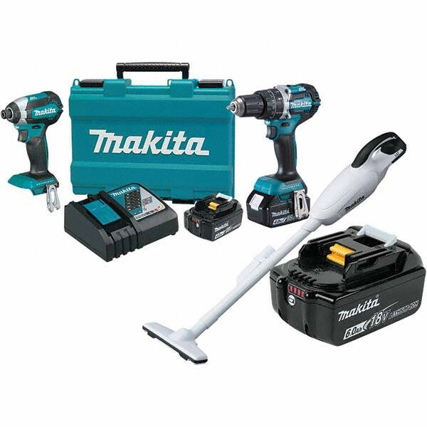 Makita - Cordless Tool Combination Kits Voltage: 18 Tools: 1/2" Hammer Drill; 1/4" Impact Driver - Americas Industrial Supply