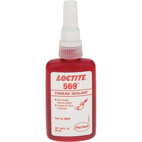 Loctite - 50 mL Bottle, Red Low Strength Threadlocker - Series 569 - Americas Industrial Supply