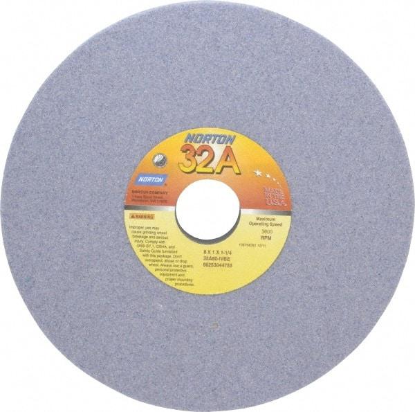 Norton - 8" Diam x 1-1/4" Hole x 1" Thick, I Hardness, 60 Grit Surface Grinding Wheel - Aluminum Oxide, Type 5, Medium Grade, 3,600 Max RPM, Vitrified Bond, One-Side Recess - Americas Industrial Supply