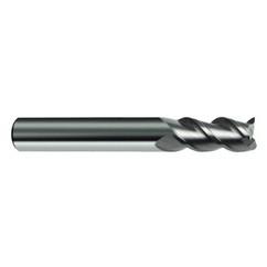 1/4" Dia. - 2-1/2" OAL - 45° Helix Bright Carbide End Mill - 3 FL - Americas Industrial Supply