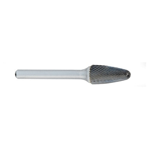 ‎SF-3 -9mm × 19mm LOC × 6mm Shank × 50mm OAL Round Nose Tree Carbide Medium Right Hand Spiral Burr - Americas Industrial Supply