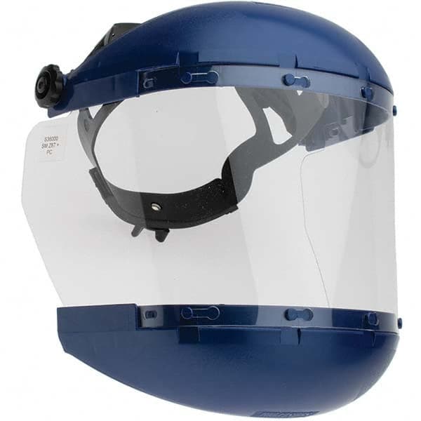 Sellstrom - Nylon Blue Ratchet Adjustment Face Shield with Chin Guard - Americas Industrial Supply