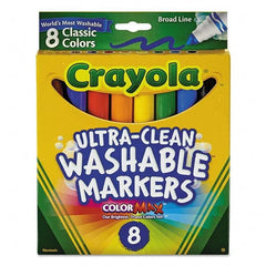 Crayola - Markers & Paintsticks Type: Washable Marker Color: Black; Blue; Brown; Green; Orange; Red; Violet; Yellow - Americas Industrial Supply