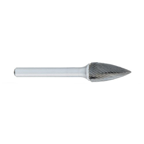 ‎SM-1 -6mm × 12mm LOC × 6mm Shank × 50mm OAL Pointed Cone Carbide Medium Right Hand Spiral Burr - Americas Industrial Supply