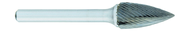 SG-6 -- 5/8 x 1 LOC x 1/4 Shank x 2 OAL Pointed Tree Carbide Medium Right Hand Spiral Burr - Americas Industrial Supply