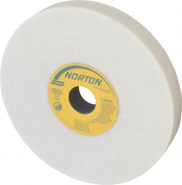 Norton - 8" Diam x 1-1/4" Hole x 1" Thick, I Hardness, 46 Grit Surface Grinding Wheel - Aluminum Oxide, Type 1, Coarse Grade, 3,105 Max RPM, Vitrified Bond, No Recess - Americas Industrial Supply