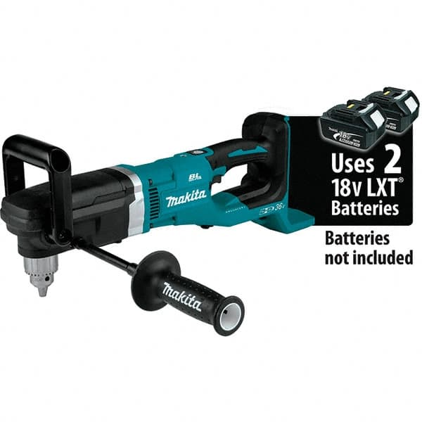 Makita - 36 Volt 1/2" Chuck Right Angle Handle Cordless Drill - 0-1400 RPM, Reversible, Lithium-Ion Batteries Not Included - Americas Industrial Supply