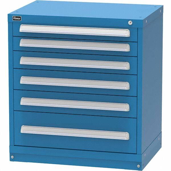 Vidmar - 6 Drawer, 45 Compartment Bright Blue Steel Modular Storage Cabinet - Americas Industrial Supply